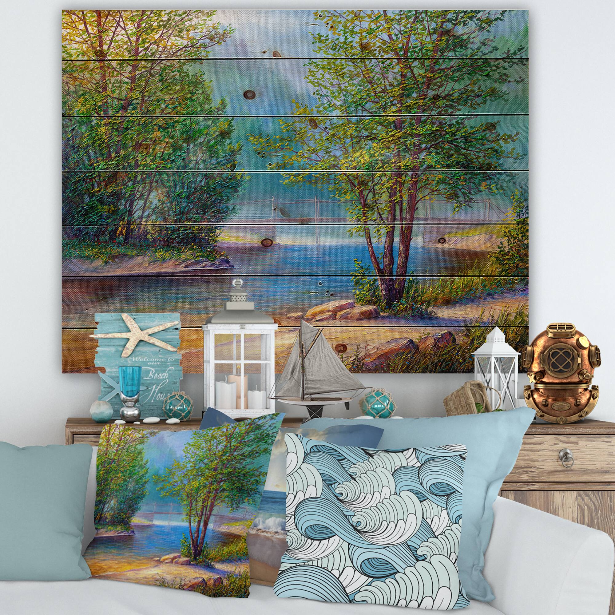 Designart - Green Trees By The Riverside